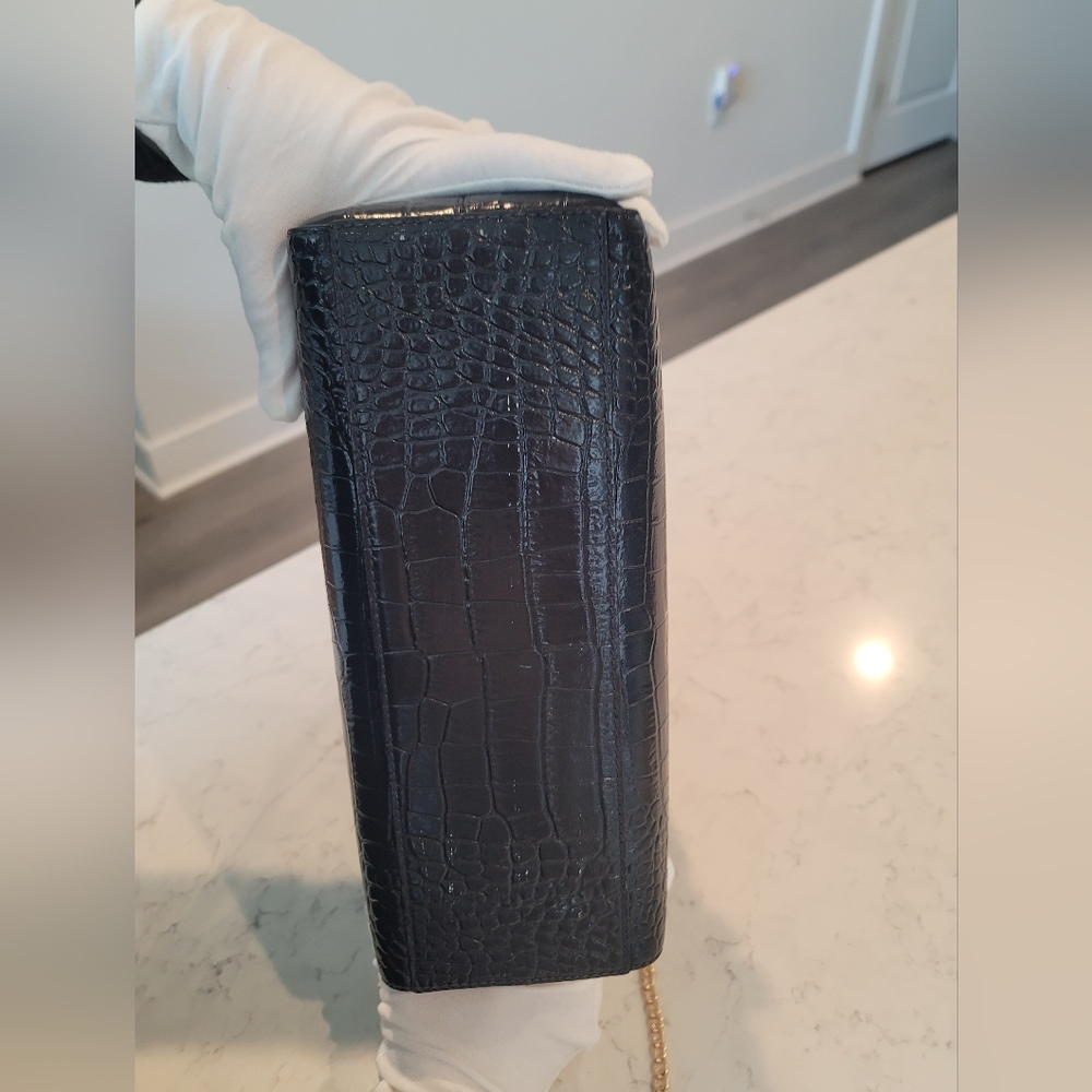 Kate Spade Felix Riverside Street Croc-Embossed Leather Handbag Navy Blue - Picture 14 of 16